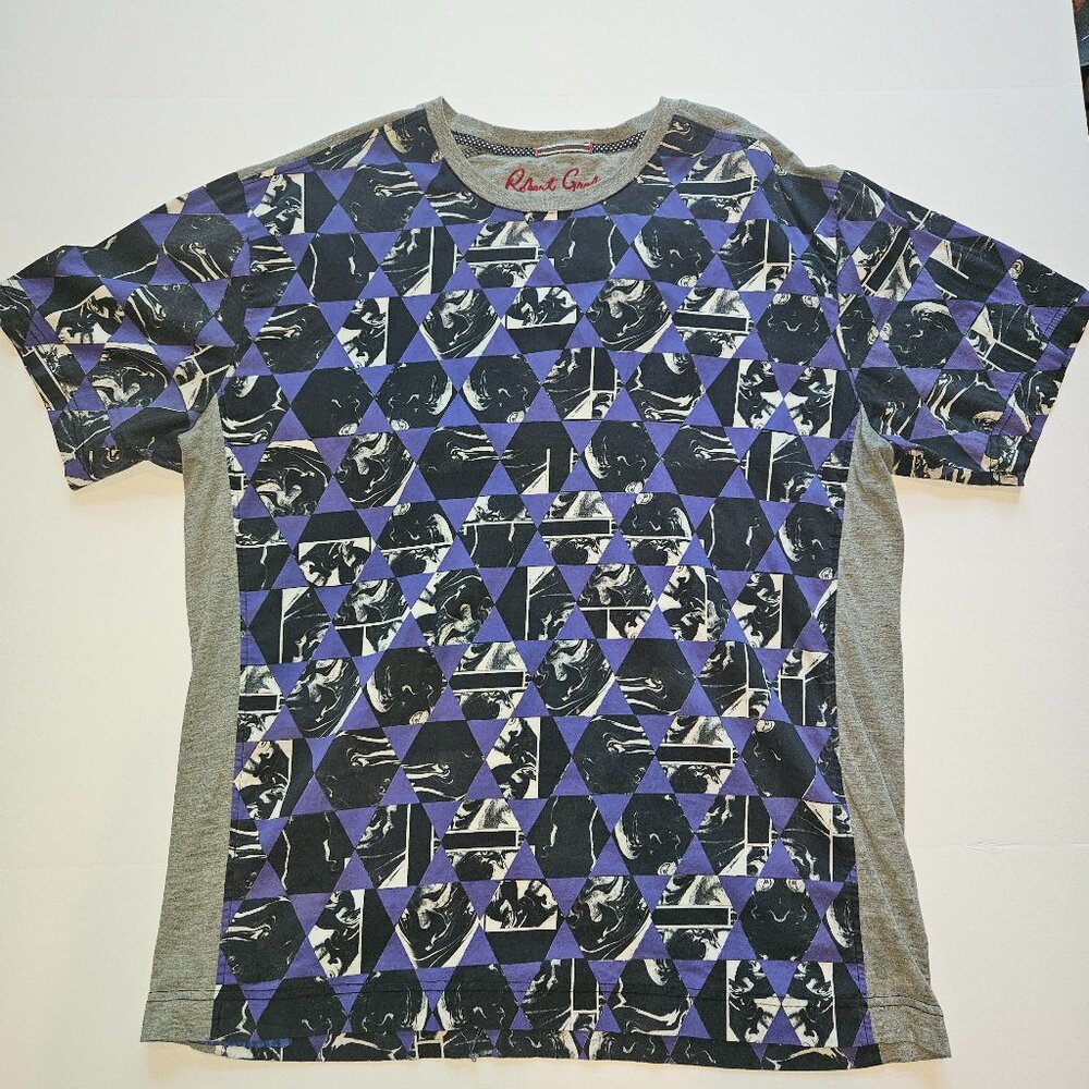 Robert Graham's Men's Large Short Sleeve Shirt in Purple Geometric print